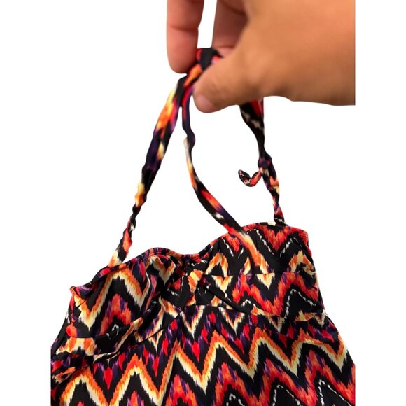 Catalina Womens Chevron Print Tankini Top M Adjustable Straps Nylon/Spandex Blen - Picture 5 of 6